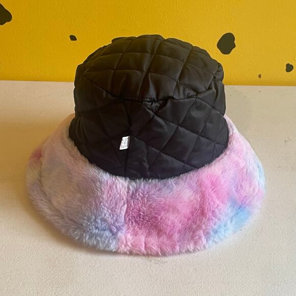 Pastel Fuzzy Bucket Hat Cozy Tie Dye Plush Streetwear Y2K Aesthetic Festival - Picture 2 of 5